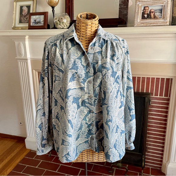 Anthropologie Pilcro Blue and White Button Down Shirt - Picture 2 of 11